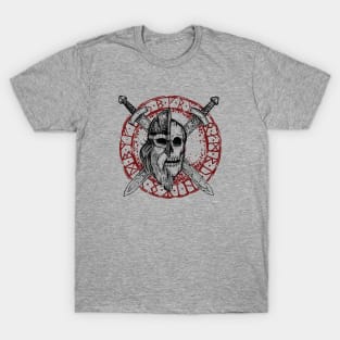 Undead viking warrior with runes tee T-Shirt